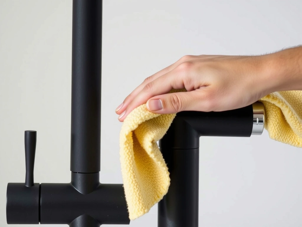 Chiffon microfibre nettoyant un robinet
